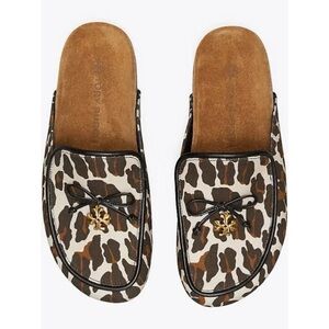 Tory Burch Tory Charm Mule Leopard Canvas Brown 6.5 NWT